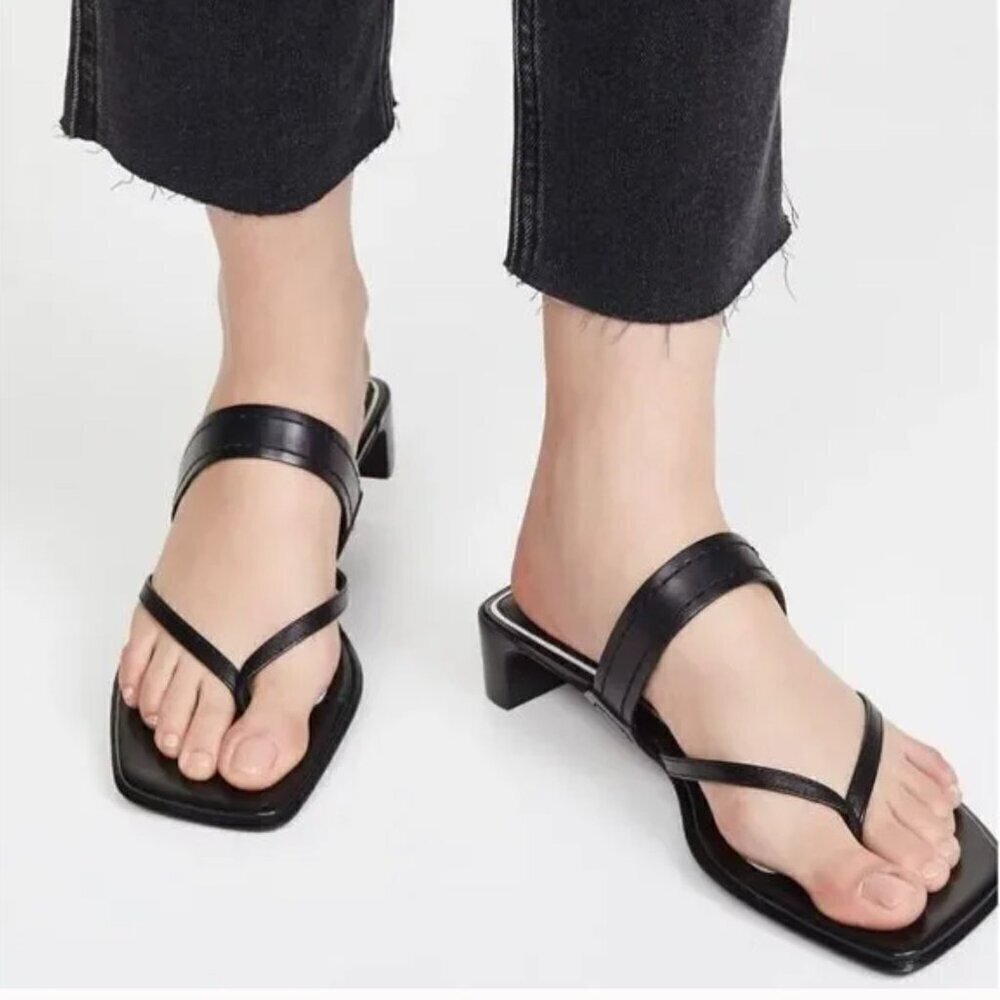 Rag & Bone Women's Colt Black Mid-Heel Sandal Size 9.5 Square Toe - Picture 16 of 16